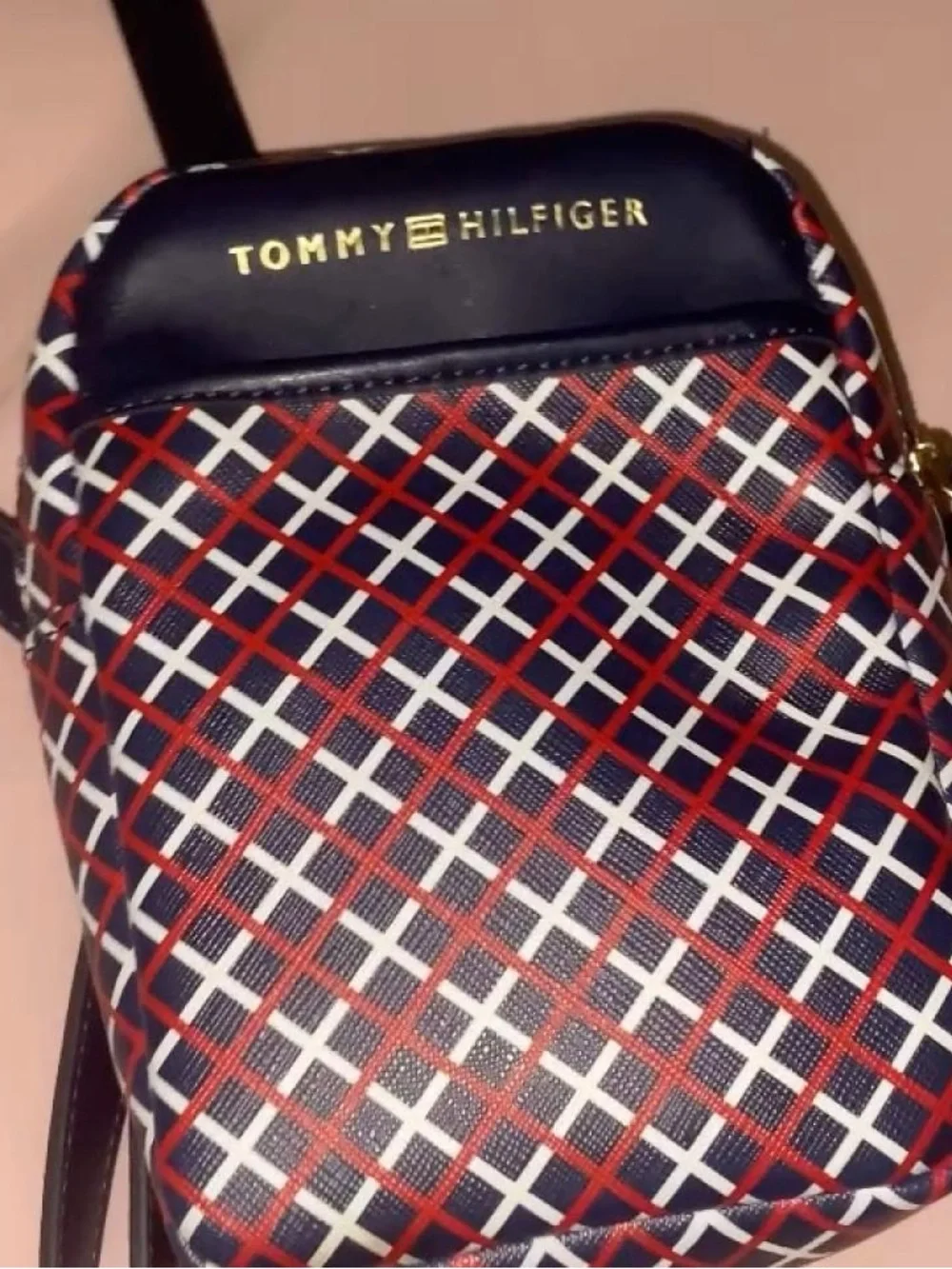 Tommy Hilfiger Navy Red Crosshatch Crossbody Bag